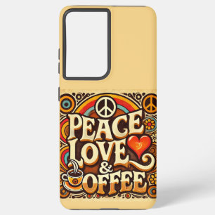 Vrede, Liefde, Koffie & Retro Samsung Telefoonhoes Galaxy Hoesje