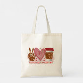 Vrede, liefde, koffie tote bag (Achterkant)