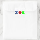 Vrede, liefde, koffie vierkante sticker (Tas)