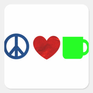 Vrede, liefde, koffie vierkante sticker