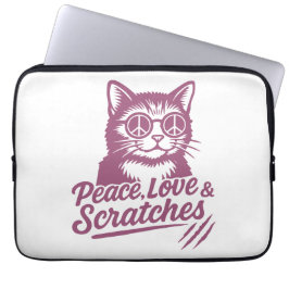 Vrede, Liefde & Krabben Grappige Kat Laptop Sleeve