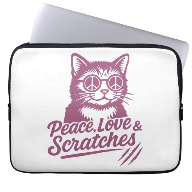 Vrede, Liefde & Krabben Grappige Kat Laptop Sleeve (Voorkant)