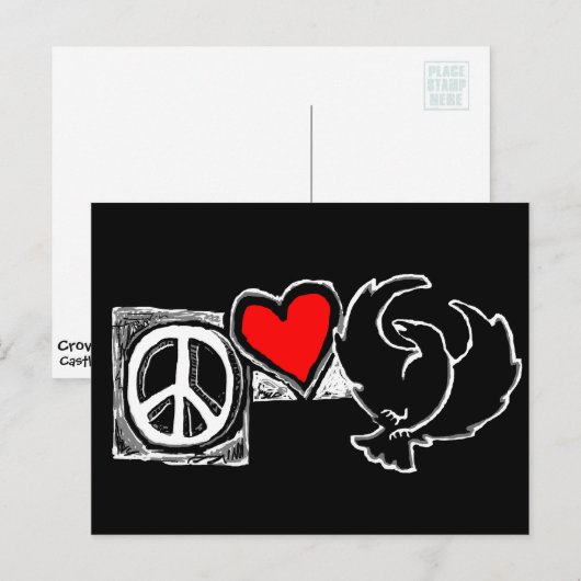 Vrede, liefde, kruivoet briefkaart (Voorkant / Achterkant)