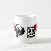 Vrede, liefde, kruivoet. Koffie Mugs. Koffiemok (Center)