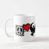 Vrede, liefde, kruivoet. Koffie Mugs. Koffiemok (Links)