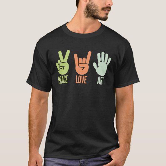 "Vrede, liefde, kunst - hand symbool ontwerp" T-shirt (Voorkant)