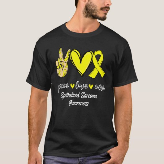 Vrede Liefde Kuur Epithelioïd Sarcoom Geel Lint T-shirt (Voorkant)
