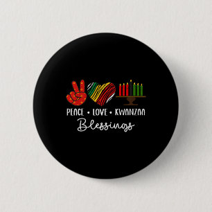 Vrede Liefde Kwanzaa Zegeningen Kerstmis Afrikaans Ronde Button 5,7 Cm