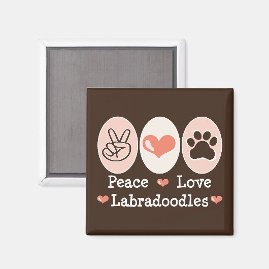 Vrede Liefde Labradoodles Magnet (Voorkant / Achterkant)