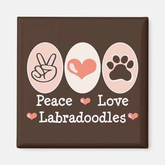 Vrede Liefde Labradoodles Magnet (Voorkant)