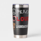 Vrede Liefde Labradors Chocolade Lab Cadeau Labrad Geïsoleerde Drinkbeker (Voorkant)