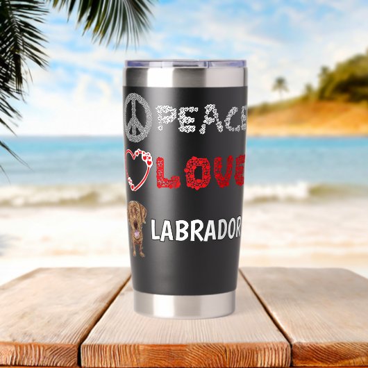 Vrede Liefde Labradors Chocolade Lab Cadeau Labrad Geïsoleerde Drinkbeker (Strand (Gedraaid) )
