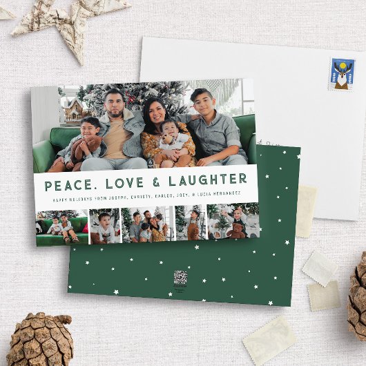Vrede, Liefde & Lachen Multi-Photo Holiday Kaart