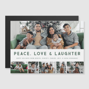 Vrede, Liefde & Lachen Multi-Photo Holiday Kaart Magnetische Uitnodiging