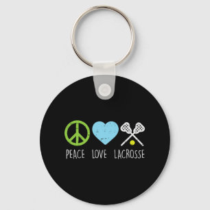 Vrede Liefde Lacrosse Cool Lax Speler Goalie Hippi Sleutelhanger