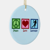 Vrede Liefde Lacrosse Kerstmis Keramisch Ornament (Rechts)