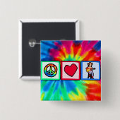 Vrede, liefde, landmuziek vierkante button 5,1 cm (Voorkant /achterkant)