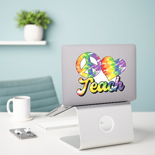 Vrede Liefde Les Kleurig Sticker (Laptop op bureau)