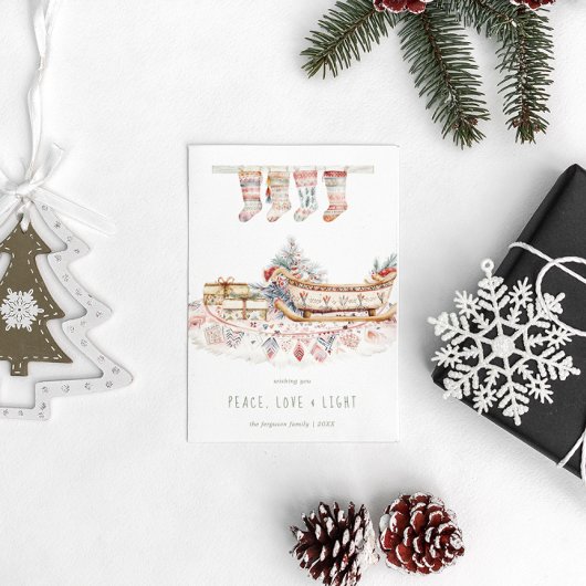 Vrede, Liefde & Licht | Boho Kerstwensen Feestdagenkaart