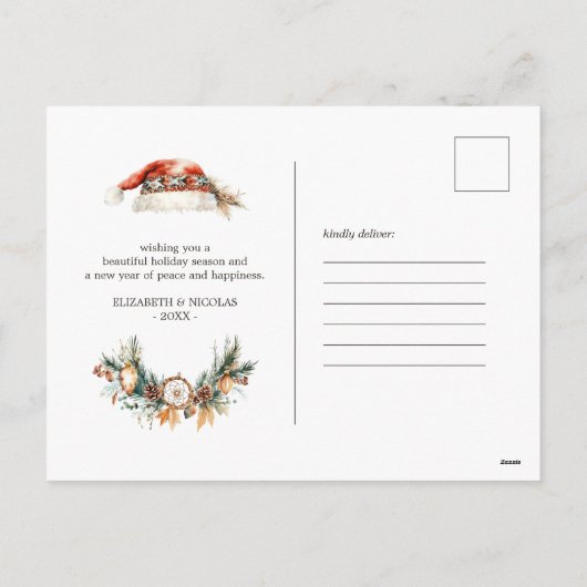 Vrede, Liefde & Licht | Boho Kerstwensen Feestdagenkaart (Achterkant)