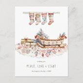 Vrede, Liefde & Licht | Boho Kerstwensen Feestdagenkaart (Voorkant)