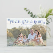Vrede Liefde & Licht Chanoeka Foto Vakantie Kaart (Staand voorkant)