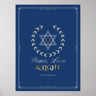Vrede, Liefde & Licht Hanukkah Muurkunst Poster