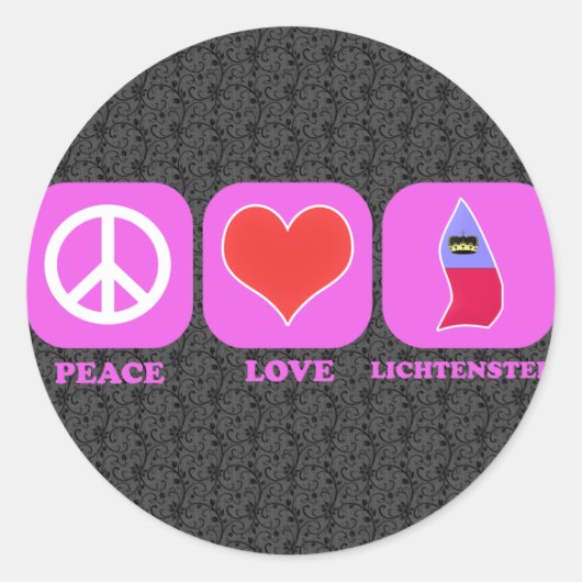 Vrede Liefde Liechtenstein Ronde Sticker (Voorkant)