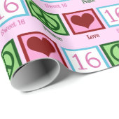 Vrede Liefde Lief 16 Verjaardag Cadeaupapier (Rol Hoek)