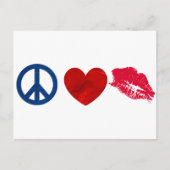 Vrede, liefde, lippenstift kus briefkaart (Voorkant)