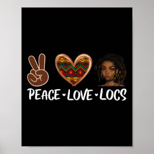 Vrede Liefde Locs Zwarte Melanine Vrouwen Afrikaan Poster