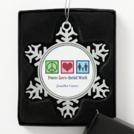 Vrede Liefde Maatschappelijk werk Gepersonaliseerd Tin Sneeuwvlok Ornament