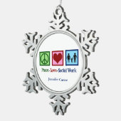 Vrede Liefde Maatschappelijk werk Gepersonaliseerd Tin Sneeuwvlok Ornament (Rechts)