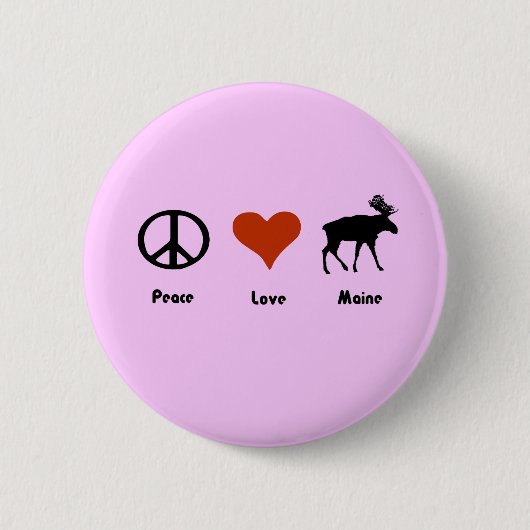 Vrede Liefde Maine Ronde Button 5,7 Cm (Voorkant)