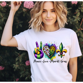 Vrede liefde Mardi Gras, fleur de lis in New Orlea T-shirt