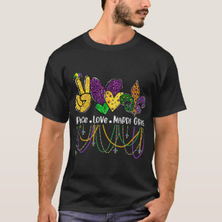 Vrede Liefde Mardi Gras Kralen T-shirt
