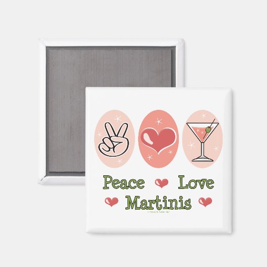 Vrede Liefde Martini Magnet (Voorkant / Achterkant)