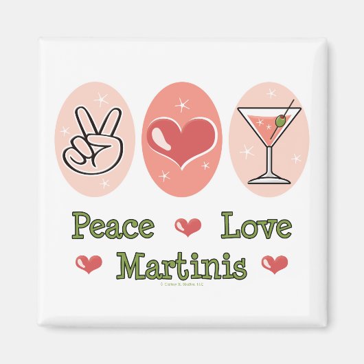 Vrede Liefde Martini Magnet (Voorkant)