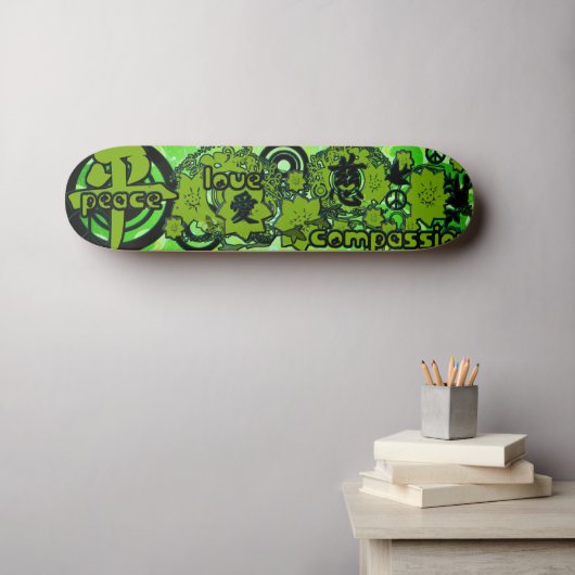 Vrede-liefde-mededogen-Kanji Persoonlijk Skateboard (Muurkunst (Horizontaal))