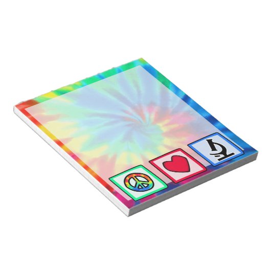 Vrede, liefde, microscopen notitieblok (Schuin)