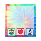 Vrede, liefde, microscopen notitieblok (Voorkant)