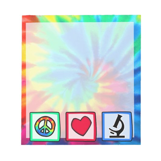 Vrede, liefde, microscopen notitieblok (Voorkant)