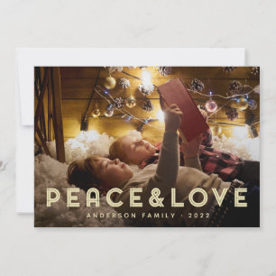 Vrede & Liefde Moderne Eenvoudige Typografie Feestdagenkaart