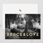 Vrede & Liefde Moderne Eenvoudige Typografie Feestdagenkaart (Voorkant / Achterkant)