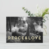 Vrede & Liefde Moderne Eenvoudige Typografie Feestdagenkaart (Staand voorkant)