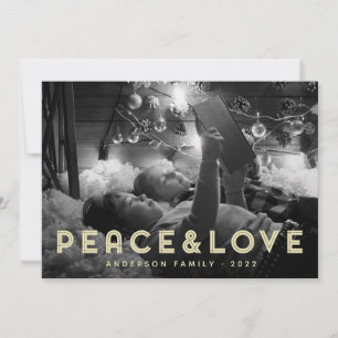 Vrede & Liefde Moderne Eenvoudige Typografie Feestdagenkaart