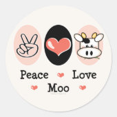 Vrede Liefde Moo Koe Stickers (Voorkant)