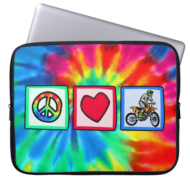 Vrede, liefde, Motocross Laptop Sleeve (Voorkant)