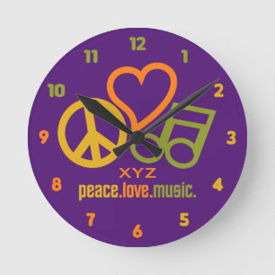 Vrede - Liefde - Muziek aangepaste wandklok