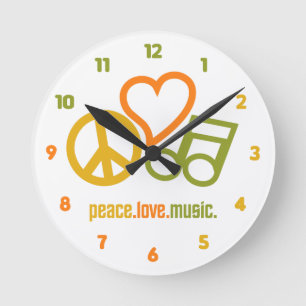 Vrede - Liefde - Muziek aangepaste wandklok